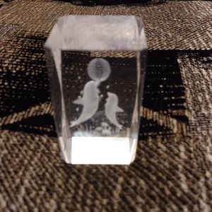 4/$40 Dolphins Playing Ball - 3D Image In a Clear Block/Paperweight